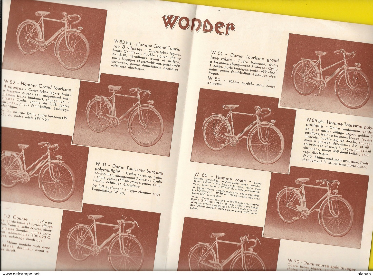 Catalogue Cycles WONDER  4 Pages Format 24 X 16 Cm Env.. - Cyclisme