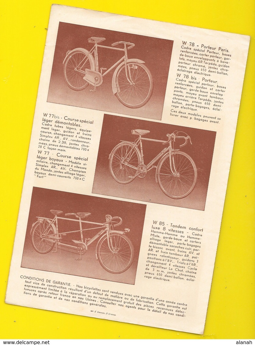 Catalogue Cycles WONDER  4 Pages Format 24 X 16 Cm Env.. - Cyclisme