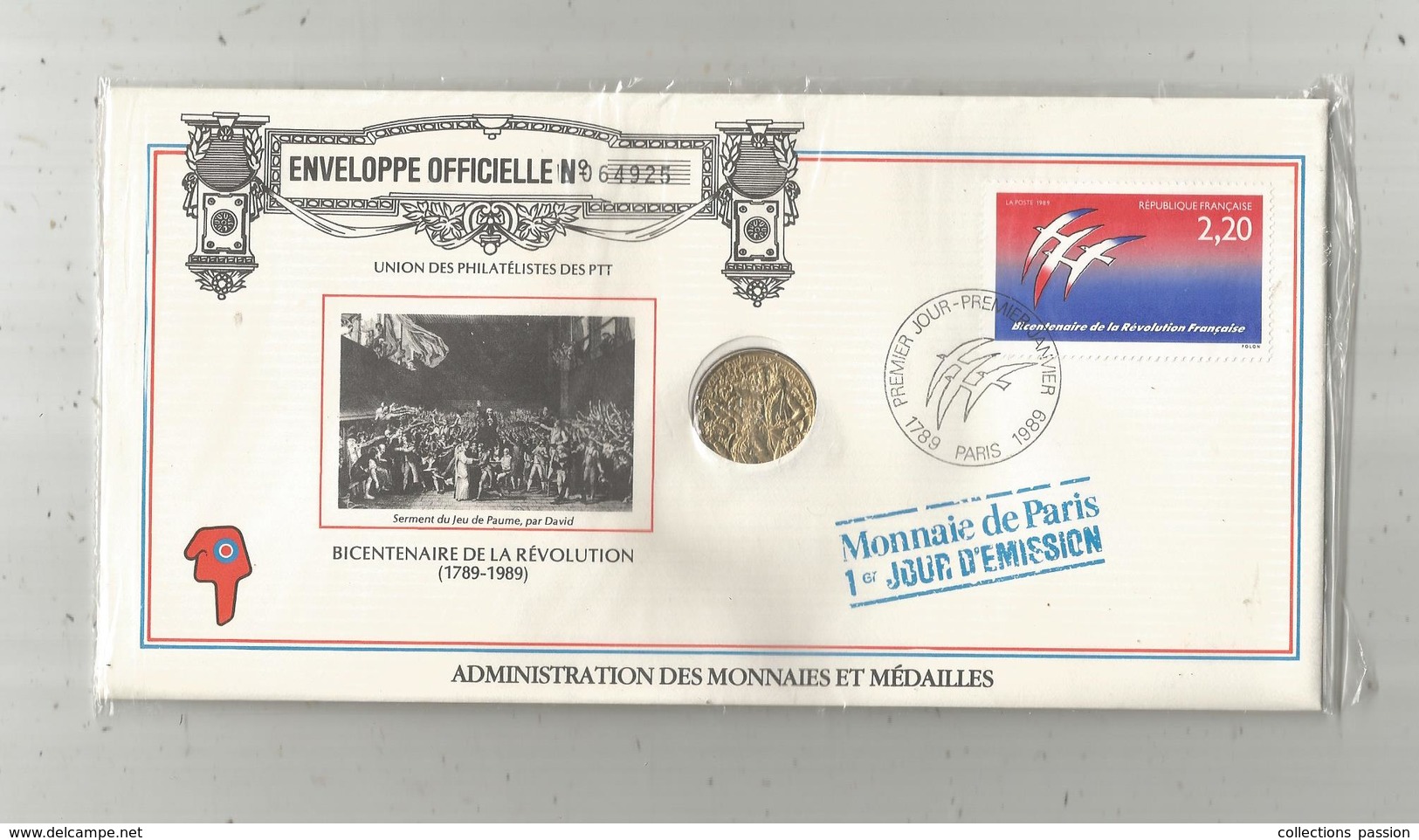 Enveloppe Officielle Monnaie De Paris, Premier Jour, Bicentenaire De La Révolution ,4 Scans,frais Fr : 1.95 E - Autres & Non Classés