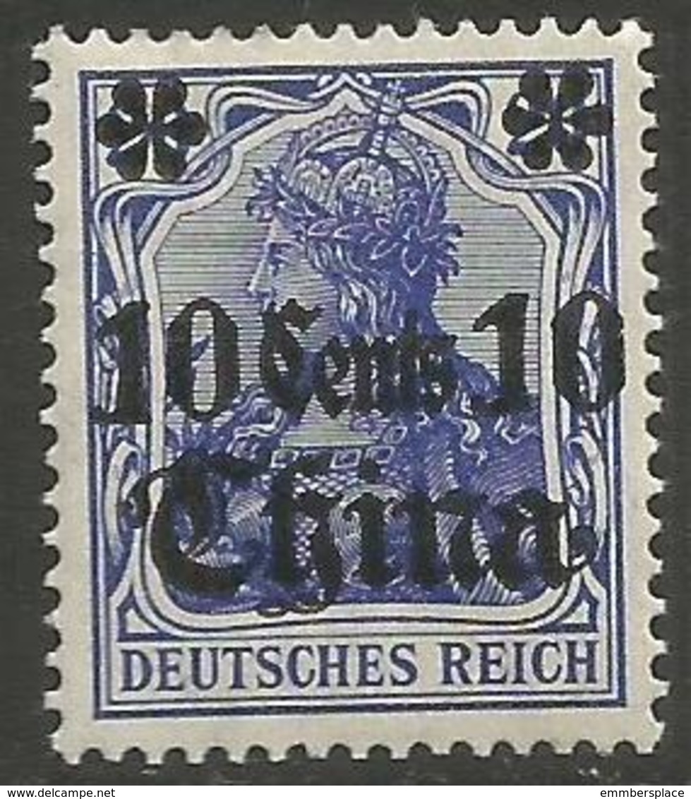 German Offices China - 1913 Germania Overprint  & Surcharge 10c/20pf MH *  Sc 50 - China (offices)