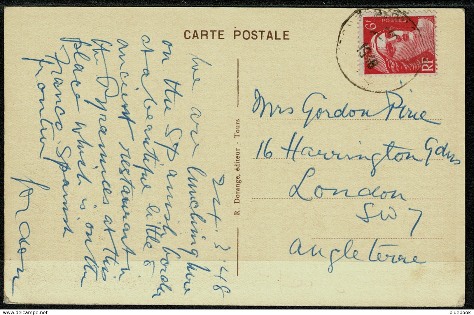 Ref 1291 - 1948 Postcard - Biriatou Small Village France - 6f Rate To London - Biriatou