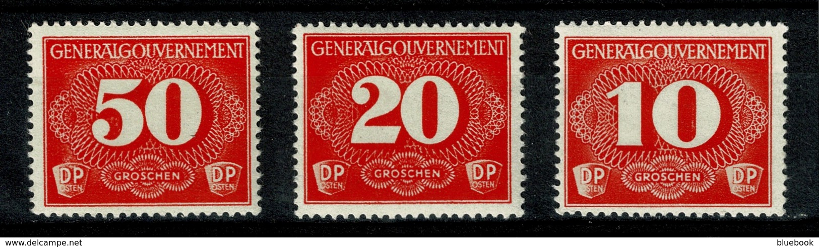 Ref 1292 - 3 WWII Germany Austria Poland MNH Postage Due Stamps - General Gouvernement - Other & Unclassified