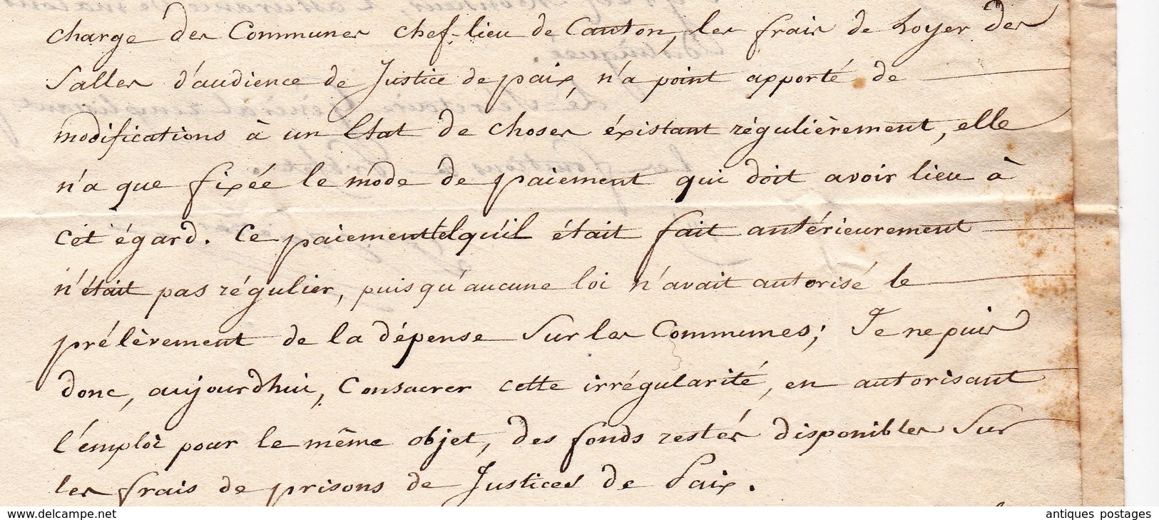 Lettre Versailles 1830 Préfecture Préfet Seine et Oise Marquis Lau d'Allemans Milly la Forêt