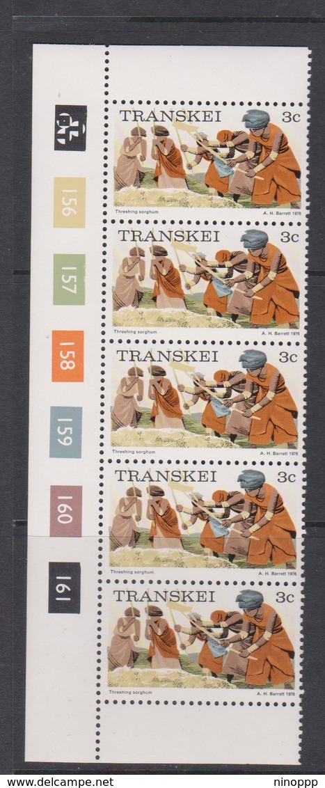 South Africa-Transkei SG 3 1976 Scenes 3c Threshing Sorghum,Strip 5, Mint Never Hinged - Transkei