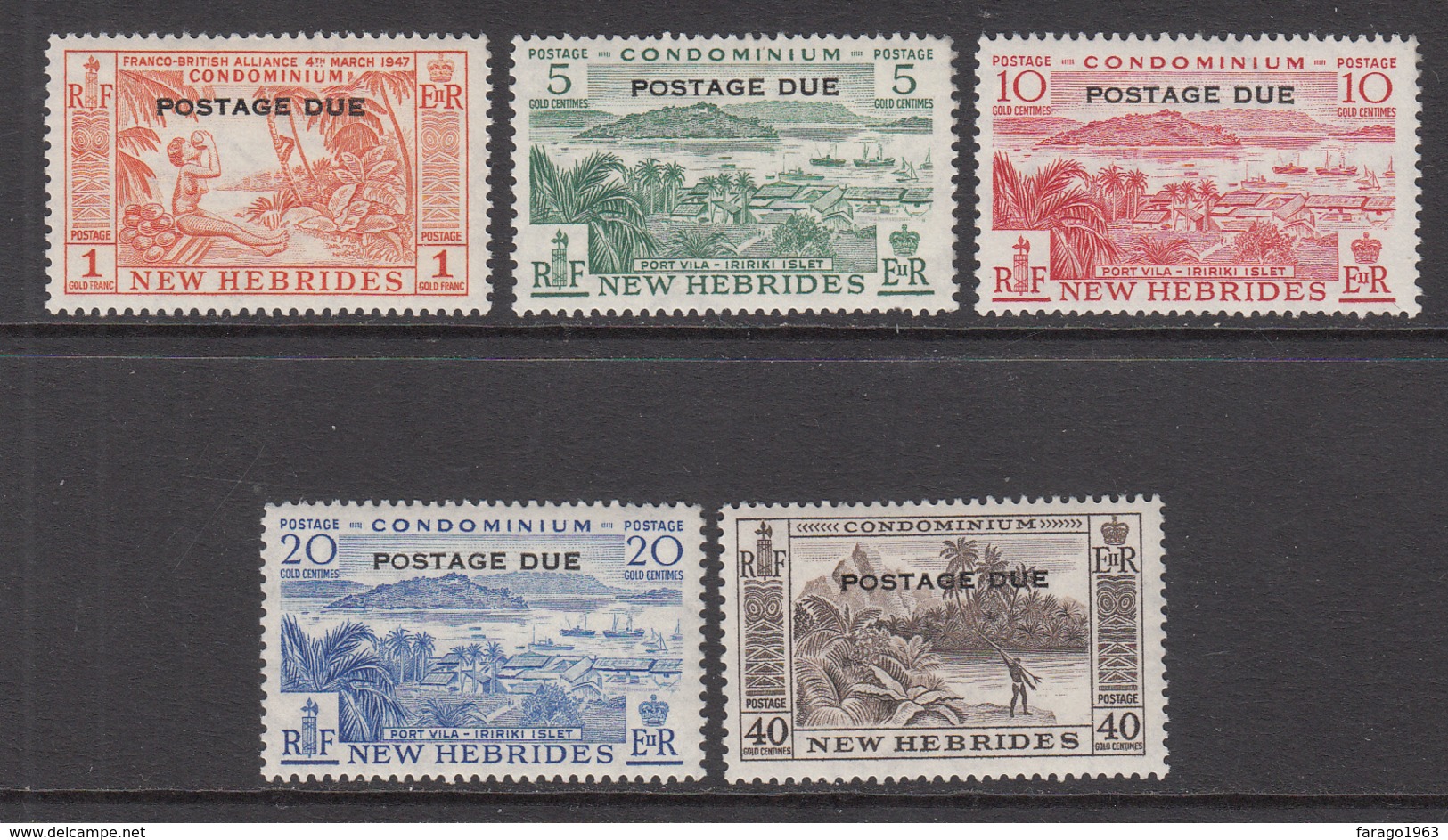 1957 New Hebrides  Postage Dues Complete Set Of 5  LIGHTLY HINGED - Ungebraucht