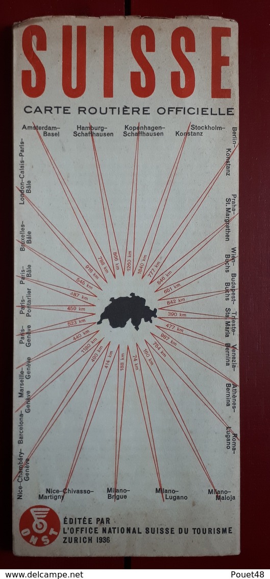 Carte Routière SUISSE - 1936 - Cartes Routières