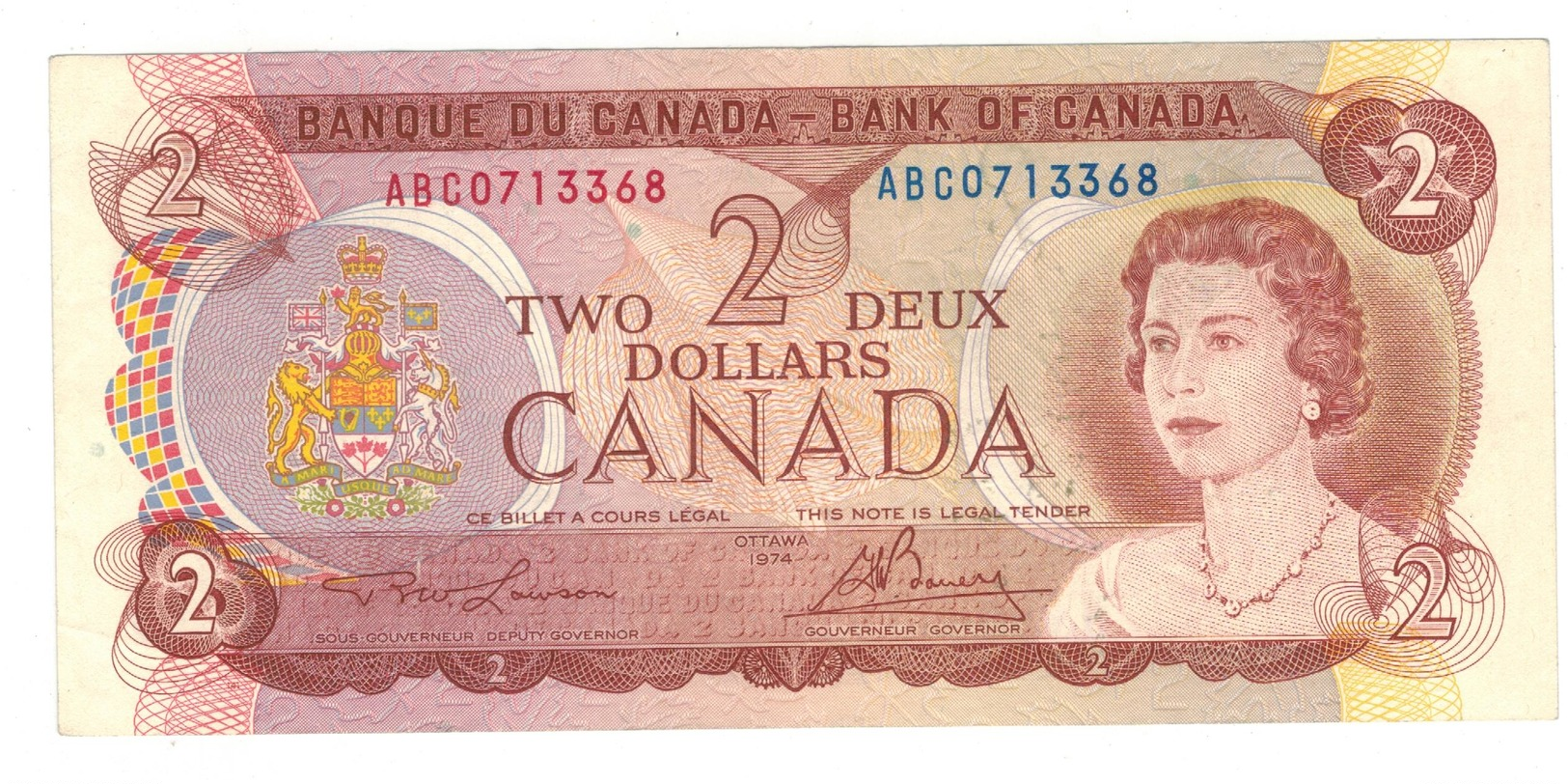 Canada 2 Dollars 1974, VF+. - Canada