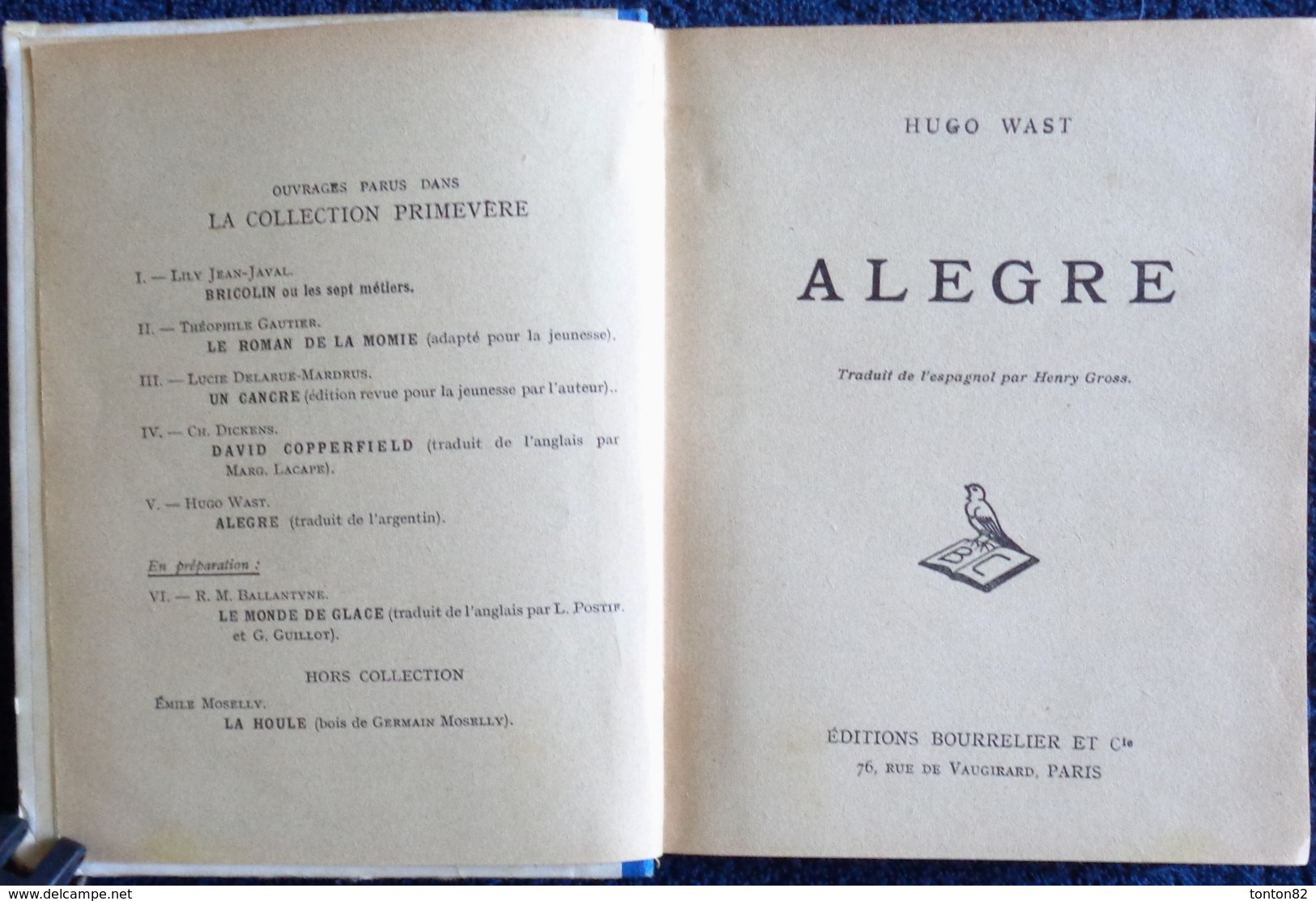 Hugo Wast - Alègre  - Collection " Primevère " - Éditions Bourrelier - ( 1932 ) . - Autres & Non Classés