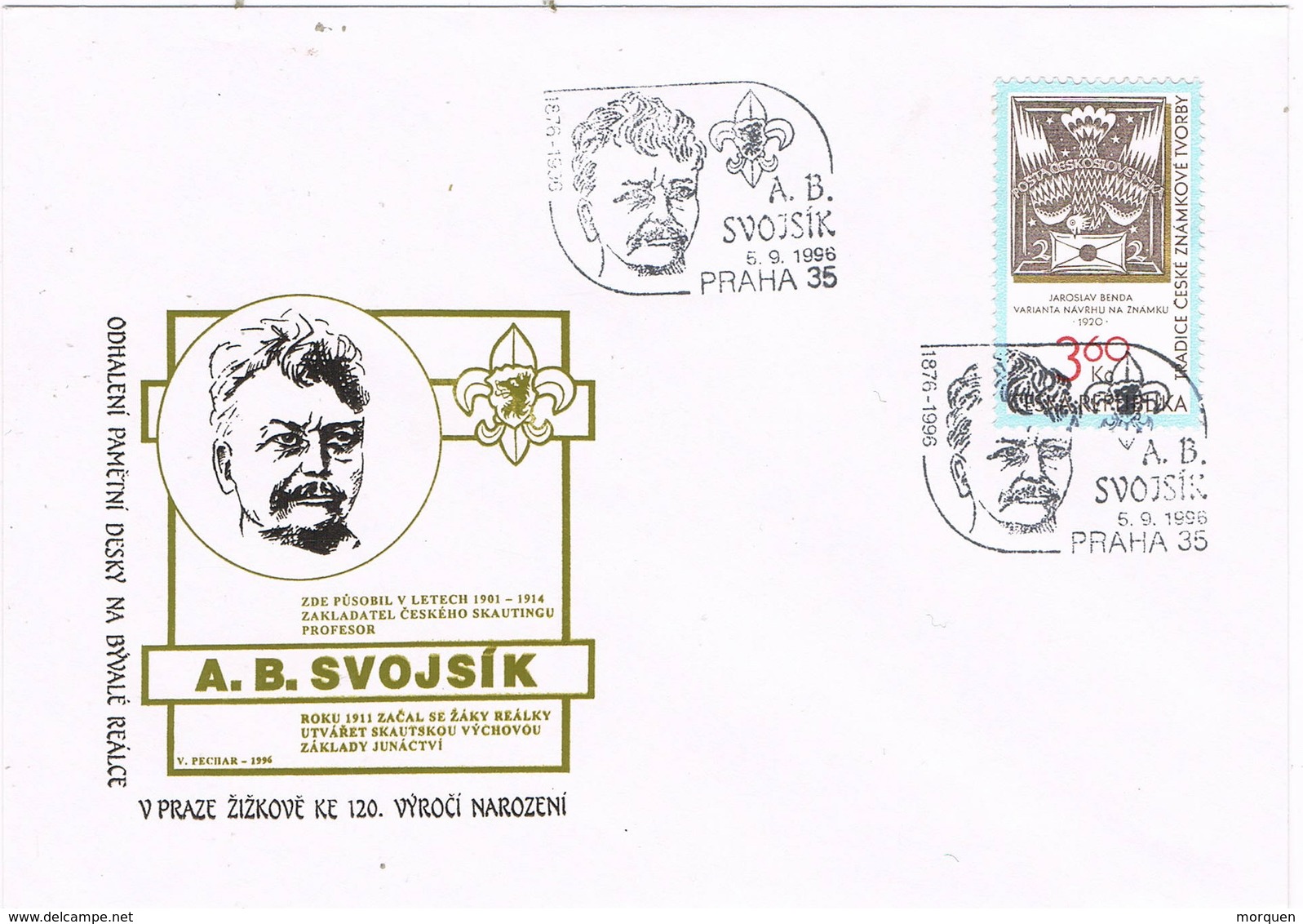 32624. Carta PRAHA (Republica Checa) 1996. SVOJSIK, Fundador Grupo Junik De SCOUTS - Cartas & Documentos