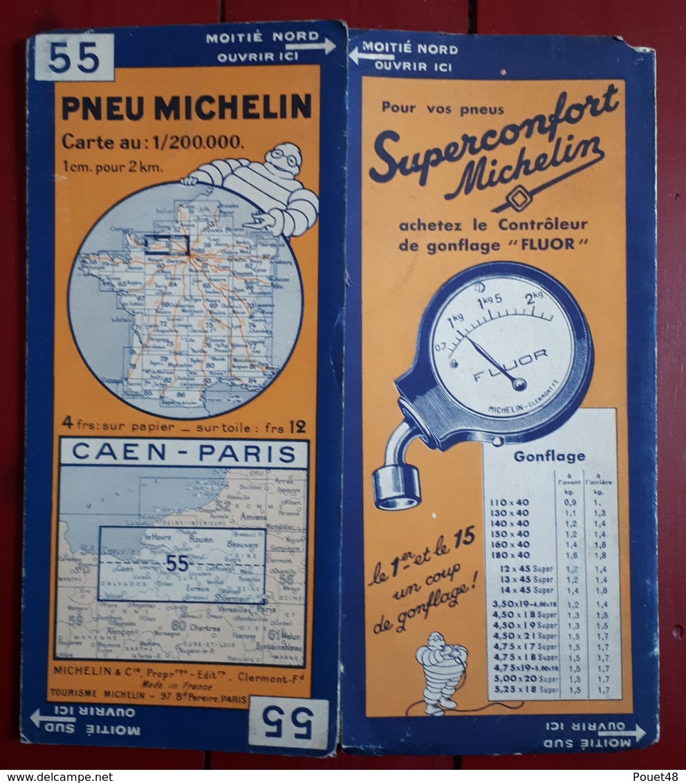 Carte Routière MICHELIN - N° 55: CAEN - PARIS - Cartes Routières