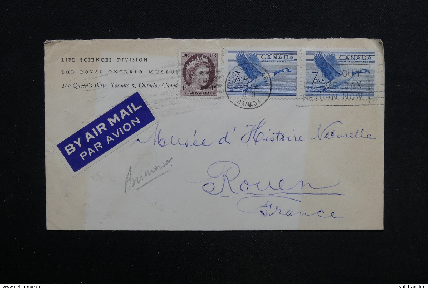 CANADA - Enveloppe De Toronto Pour La France En 1961 , Affranchissement Plaisant - L 28904 - Storia Postale
