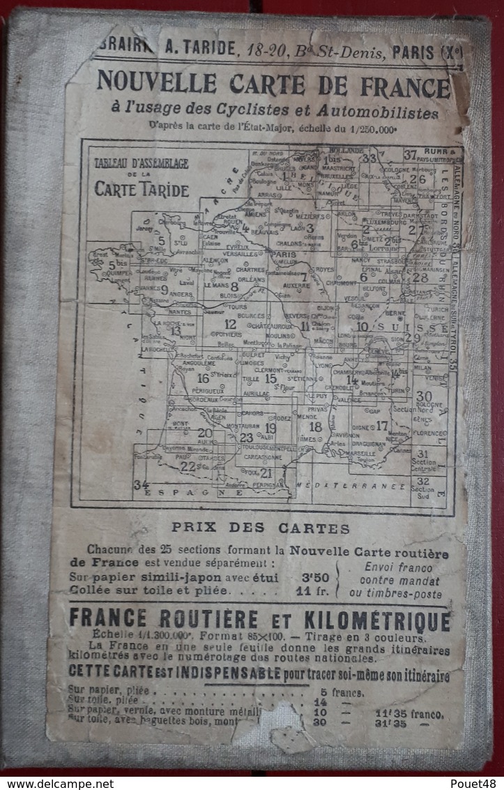 Carte Routière TARIDE - N° 8: PARIS - ORLEANAIS - Sur Toile Pliée - Cartes Routières