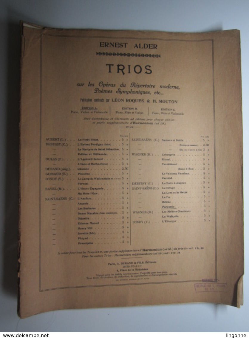 PARTITION TRIOS Sur Les Opéras Du Répertoire Moderne, Poèmes Symphoniques, Etc... ROQUES MOUTON DURAND  27,5 X 35 Cm Env - Autres & Non Classés