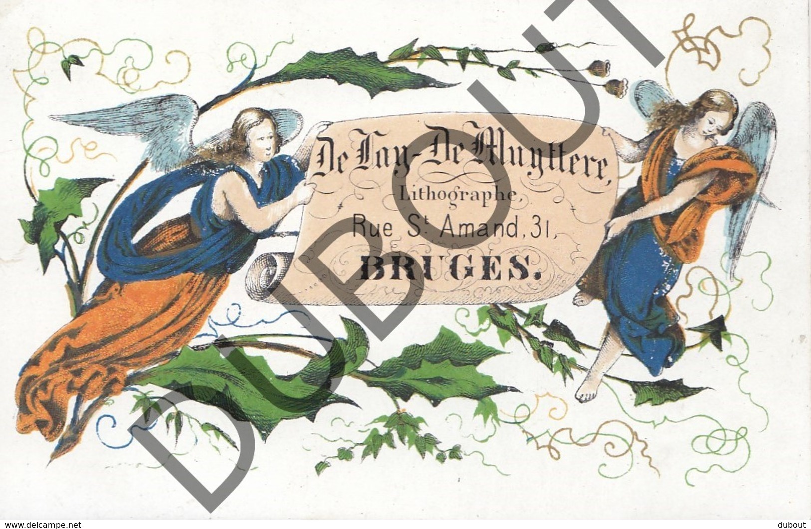 Porseleinkaart - Carte Porcelaine BRUGGE De Lay-De Muyttere Lithographie Rue St Amand  6,1 X 9,8 Cm (G152) - Brugge