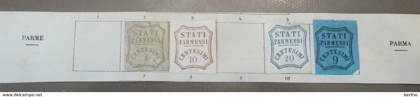 4 Beaux Timbres De Parme Sur Fragment - Parma