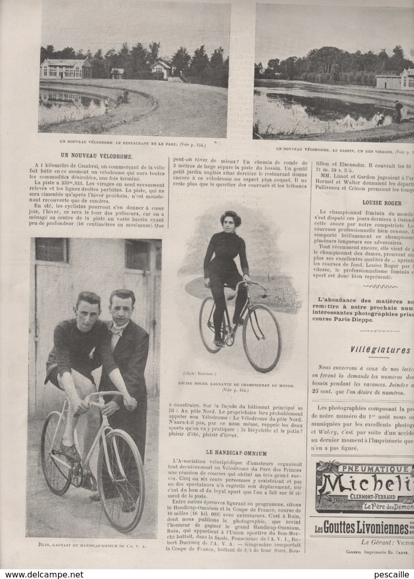 LA VIE AU GRAND AIR 01 09 1898 - ROI DES BELGES DEAUVILLE - TROUVILLE - SOMMET MONT BLANC - CYCLISME COURSE DE 72 HEURES