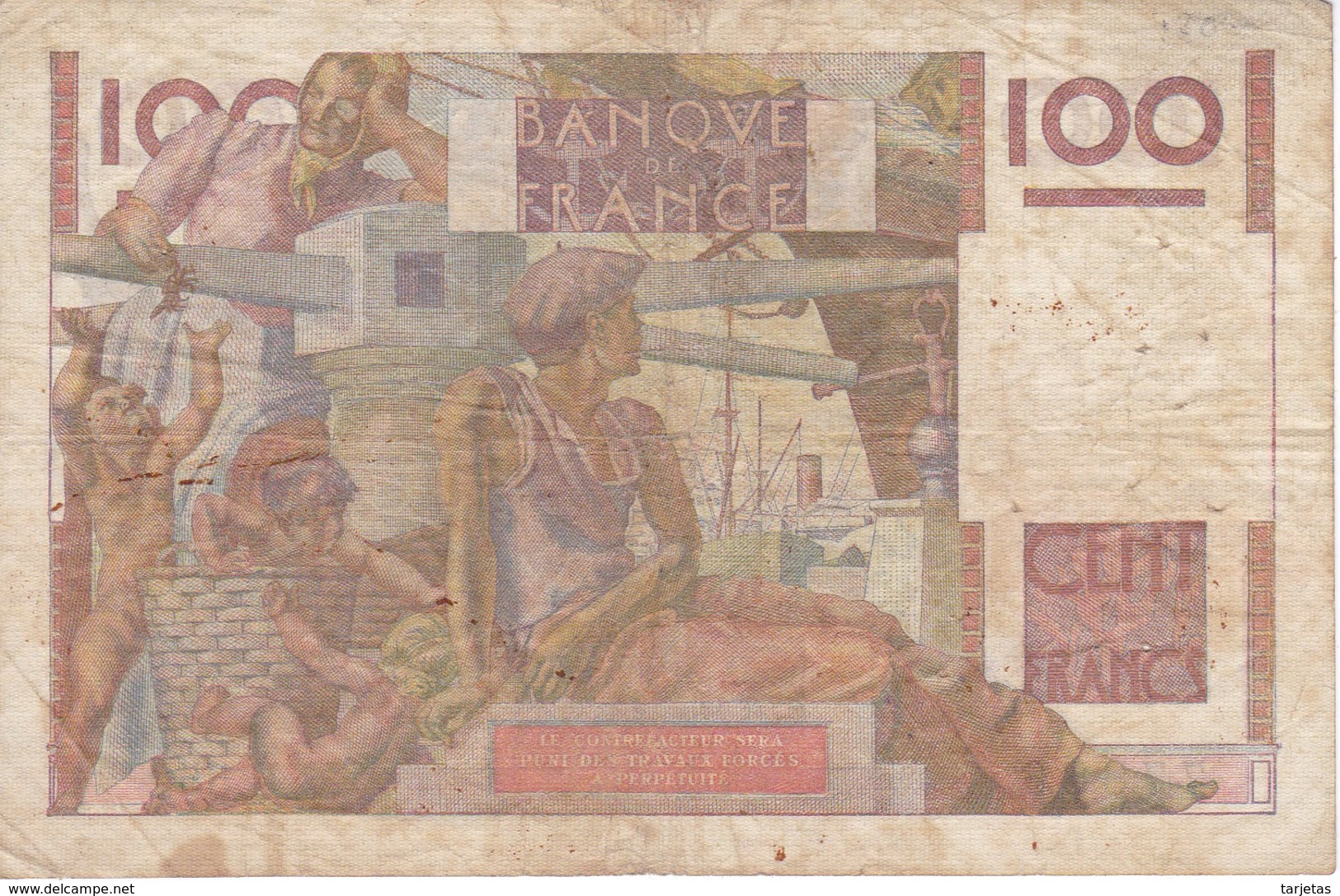 BILLETE DE FRANCIA DE 100 FRANCOS DEL 6-8-1953   (BANKNOTE) JEUNE PAYSAN - 100 F 1945-1954 ''Jeune Paysan''