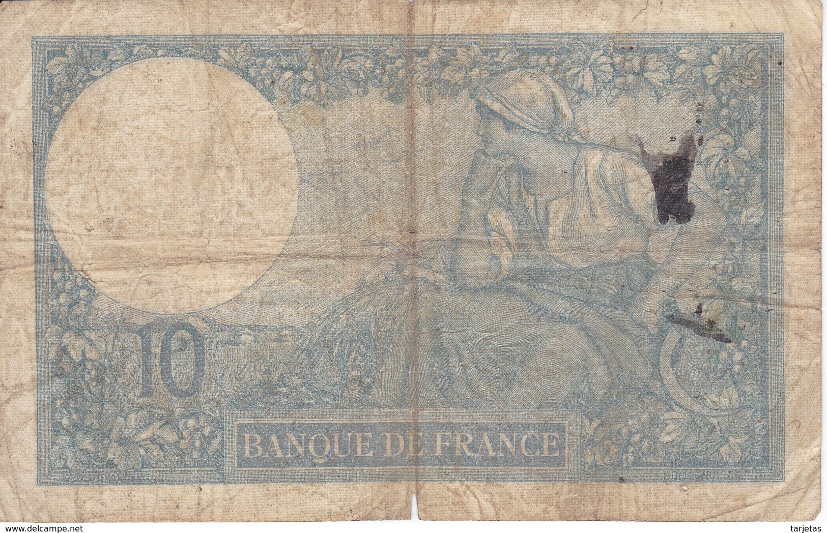 BILLETE DE FRANCIA DE 10 FRANCS DEL 23-12-1916  (BANKNOTE) MINERVE - 10 F 1916-1942 ''Minerve''