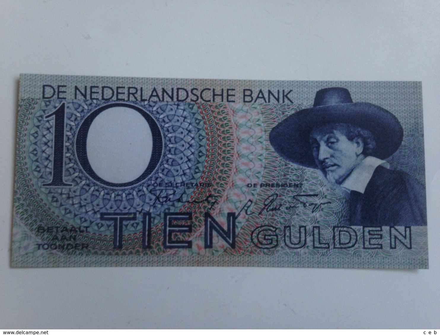 Billete Holanda. 10 Gulden. 1943. Amsterdam. II Guerra Mundial. Réplica. Sin Circular - 10 Florín Holandés (gulden)