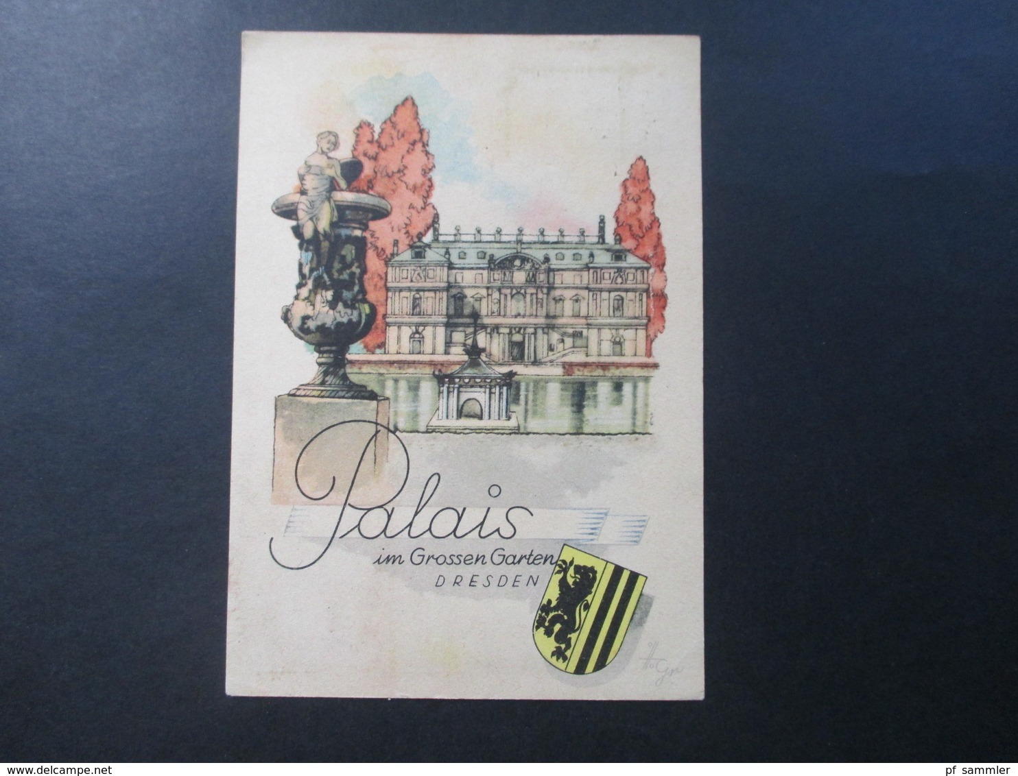 Künstler AK Palais Im Grossen Garten Dresden Maschinenstempel Für Deutschlands Einheit Und Einen Gerechten Frieden 1948 - Autres & Non Classés