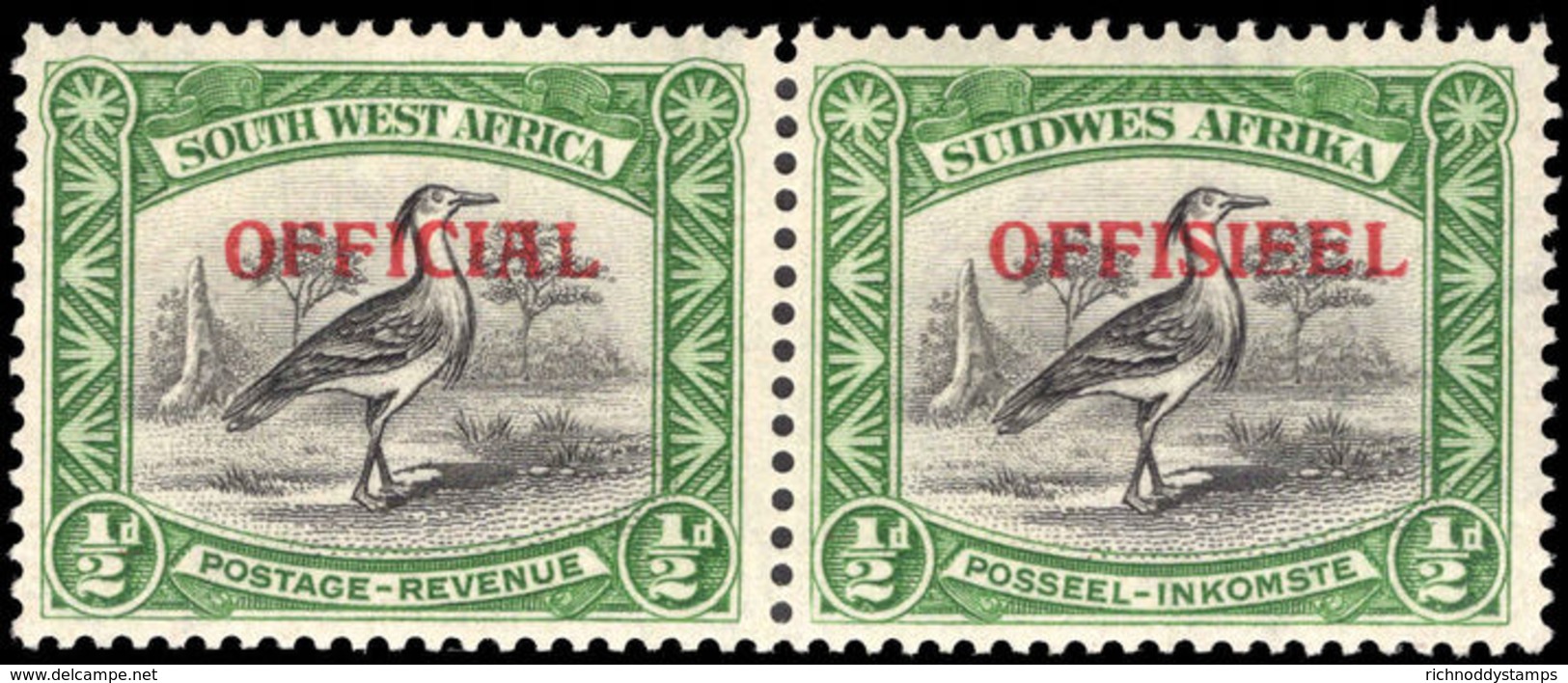 South West Africa 1945-50 &#189;d Black And Green Official Unmounted Mint. - Südwestafrika (1923-1990)