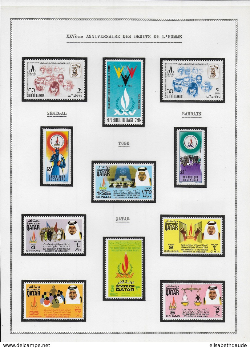 1973 - 25° ANNIVERSAIRE DROITS DE L'HOMME - HUMAN RIGHTS - SUBERBE COLLECTION 3 PAGES * MLH - Collections (en Albums)