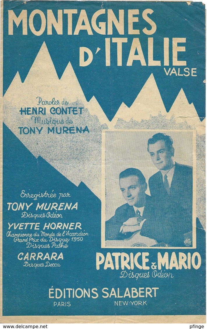 Montagnes D'Italie - Patrice Et Mario (p: Henri Contet - M: Tony Murena), 1949 - Autres & Non Classés