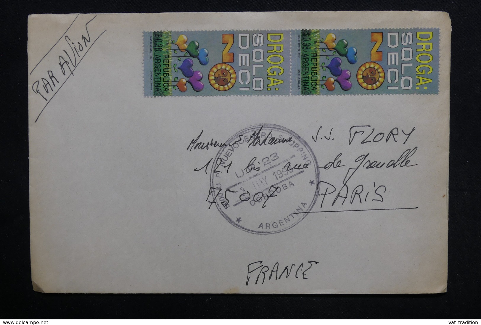 ARGENTINE - Enveloppe De Cordoba Pour Paris En 1993 - L 28936 - Covers & Documents