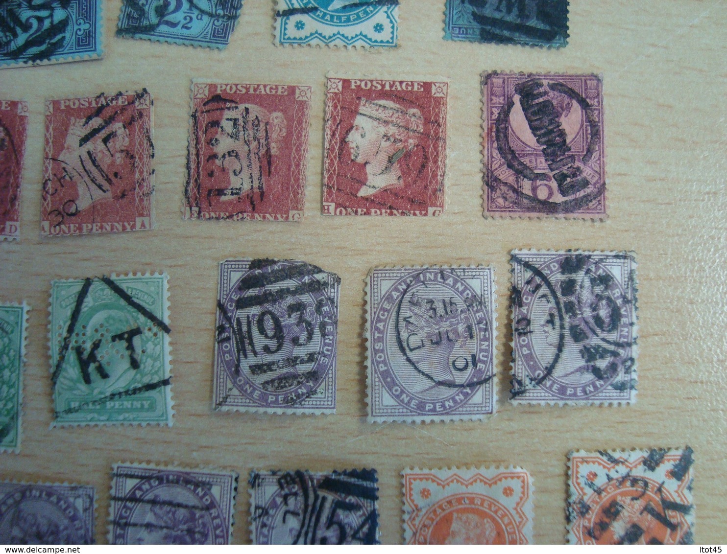 LOT DE 48 TIMBRES DIVERS GRANDE-BRETAGNE ONE PENNY POSTAGE & REVENUE ....