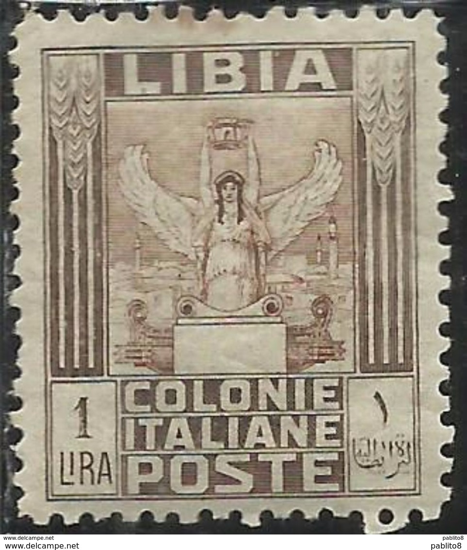 LIBIA 1926-1930 PITTORICA LIRE 1L LIRA  DENT. 11 MNH BEN CENTRATO CERTIFICATO - Libia