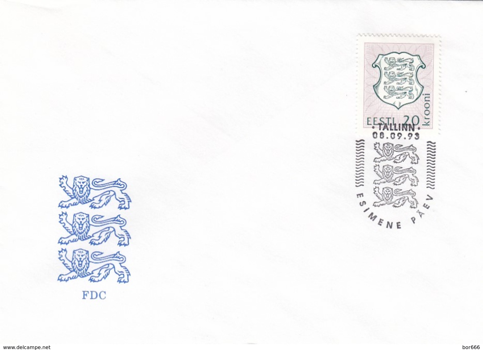 GOOD ESTONIA FDC 1993 / 10 - Coat Of Arms 20.00 - Estonia