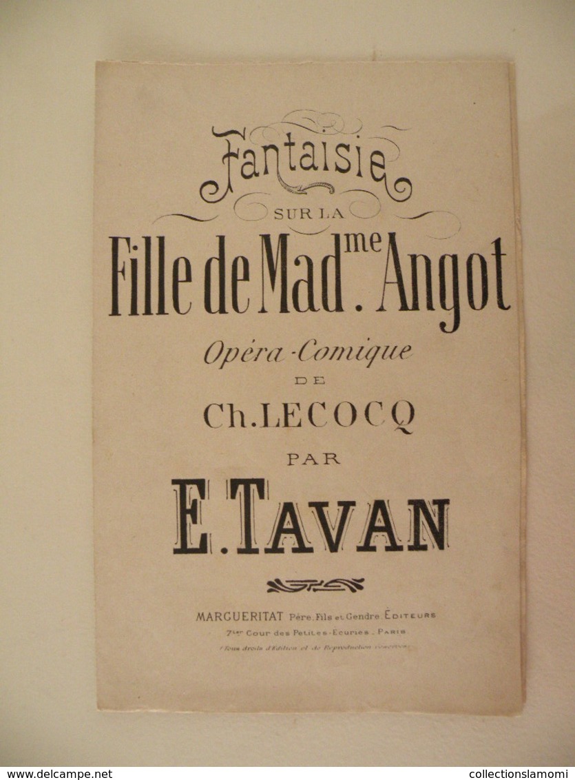 Fantaisie Sur La Fille De Madme Angot (CH. Lecocq Par E. Tavan)-(Opéra Comique) (Partition) - Opern