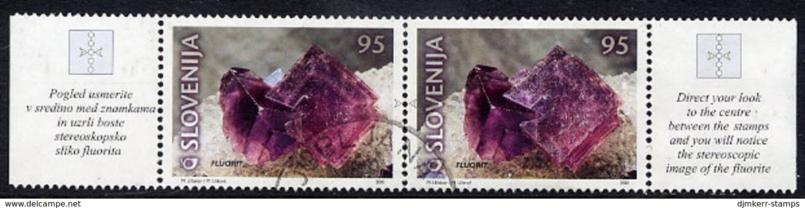SLOVENIA 2001 Mineral: Fluorite Used Pair. Michel 345-46 - Slovenia