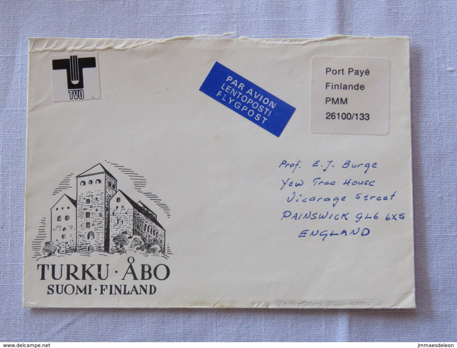 Finland Cover Turku To England - Postage Paid - Lettres & Documents