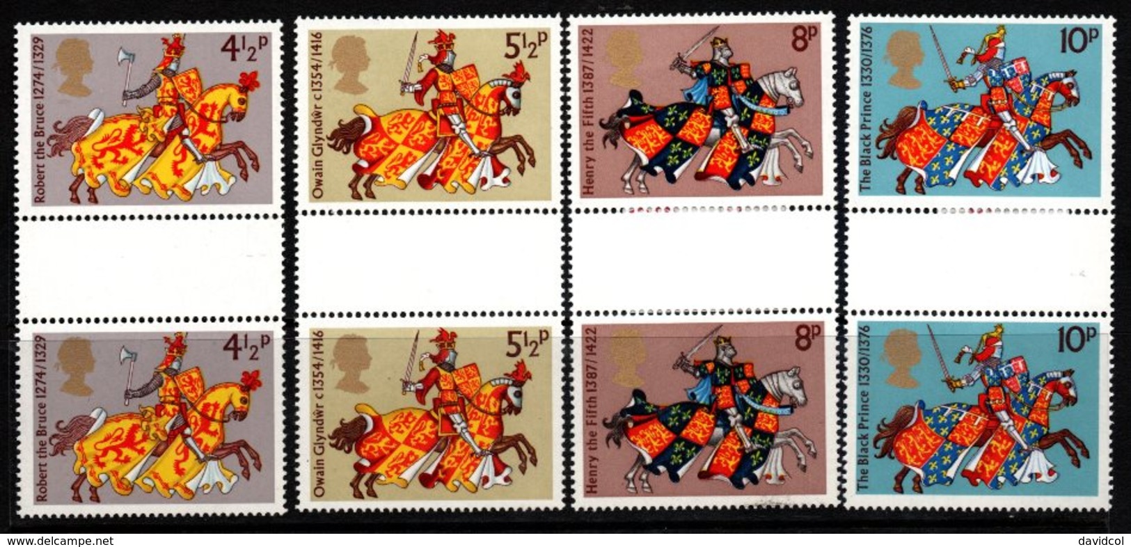 R370- GREAT BRITAIN. 1974 - SC#:724-727- MNH - GUTTER PAIRS SET GREAT BRITONS - - Horses