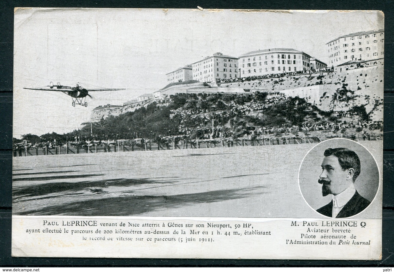 Aerofilatelia Italiana (5.6.1911) - Volo Di Velocità Nizza-Genova Di Paul Leprince - Marcophilie (Avions)