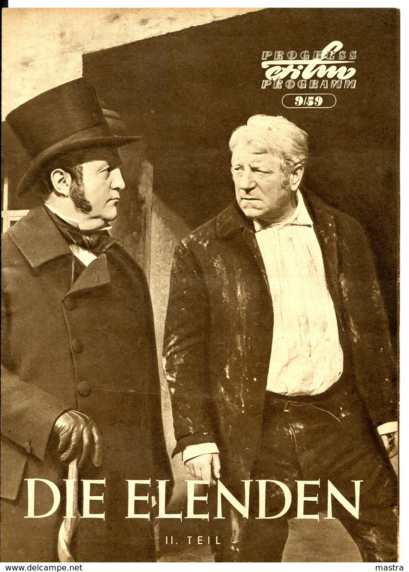 JEAN GABIN In "LES MISÉRABLES" France 1957 2 East German Original Film Programs - Films & TV