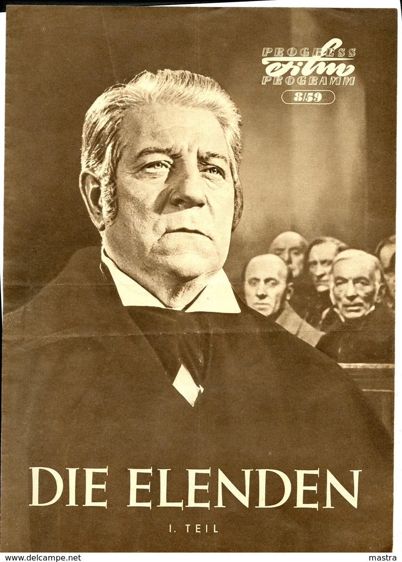 JEAN GABIN In "LES MISÉRABLES" France 1957 2 East German Original Film Programs - Films & TV