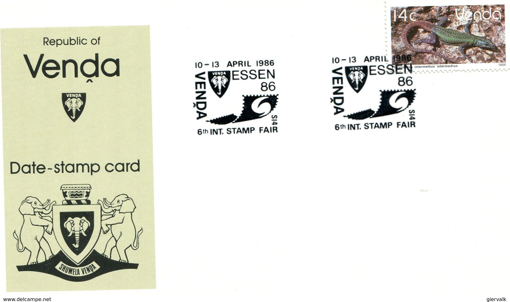 VENDA 1986 STAMP-CARD With LIZARD.BARGAIN.!! - Andere & Zonder Classificatie