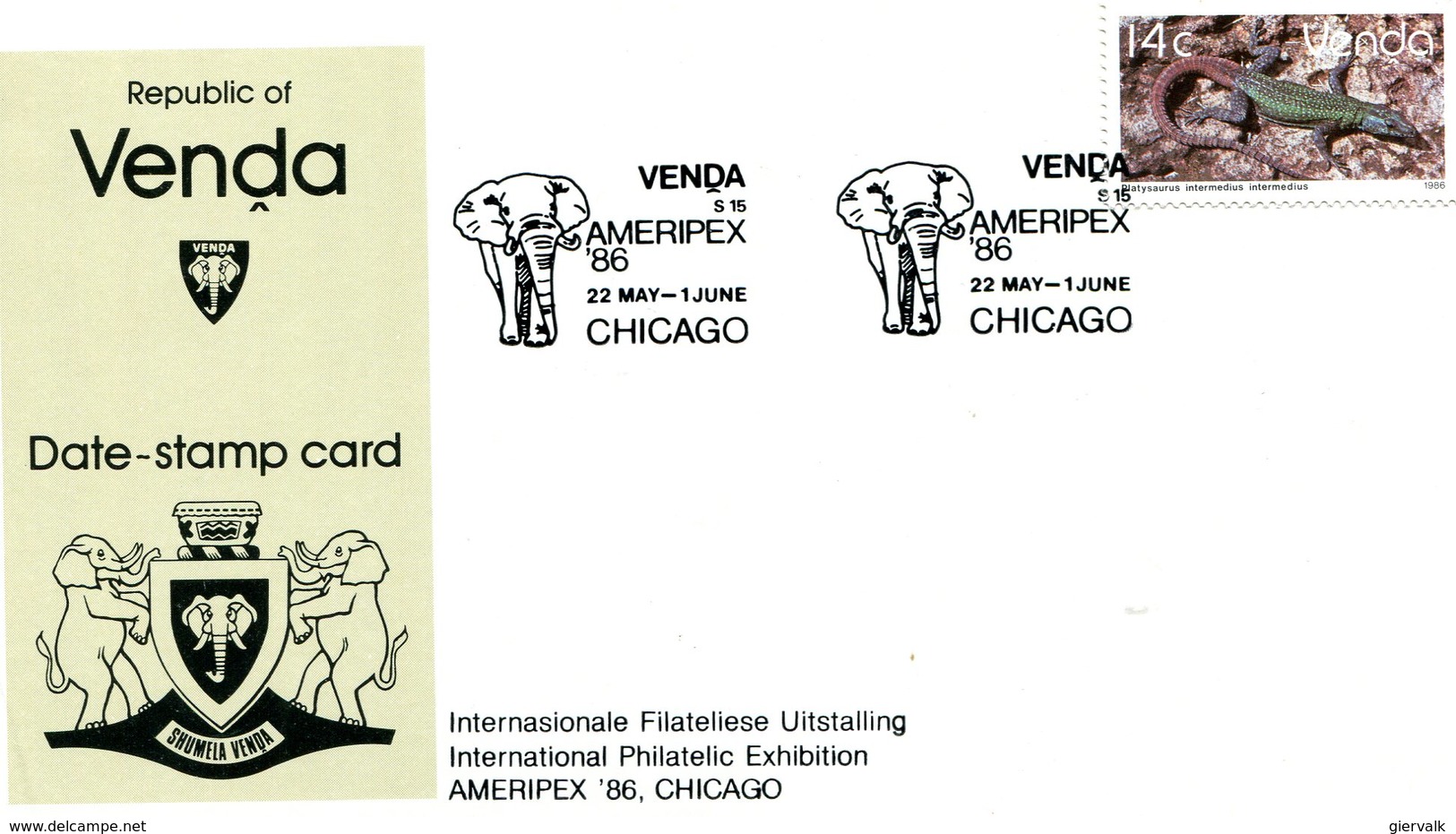 VENDA 1986 STAMP-CARD With LIZARD.BARGAIN.!! - Andere & Zonder Classificatie