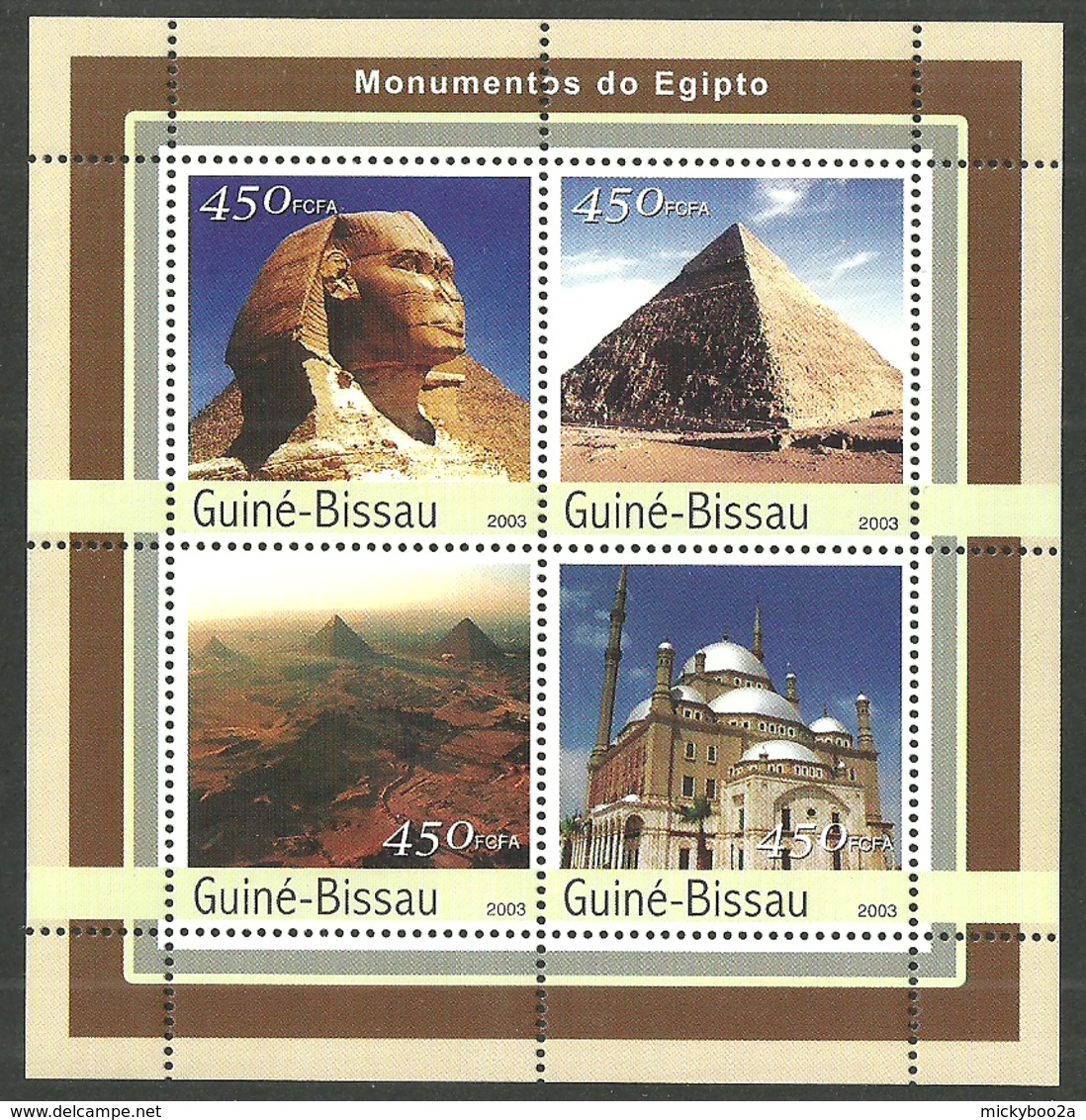 GUINEA BISSAU 2003 EGYPT ART ARCHITECTURE PYRAMIDS SPHINX M/SHEET MNH - Guinea-Bissau