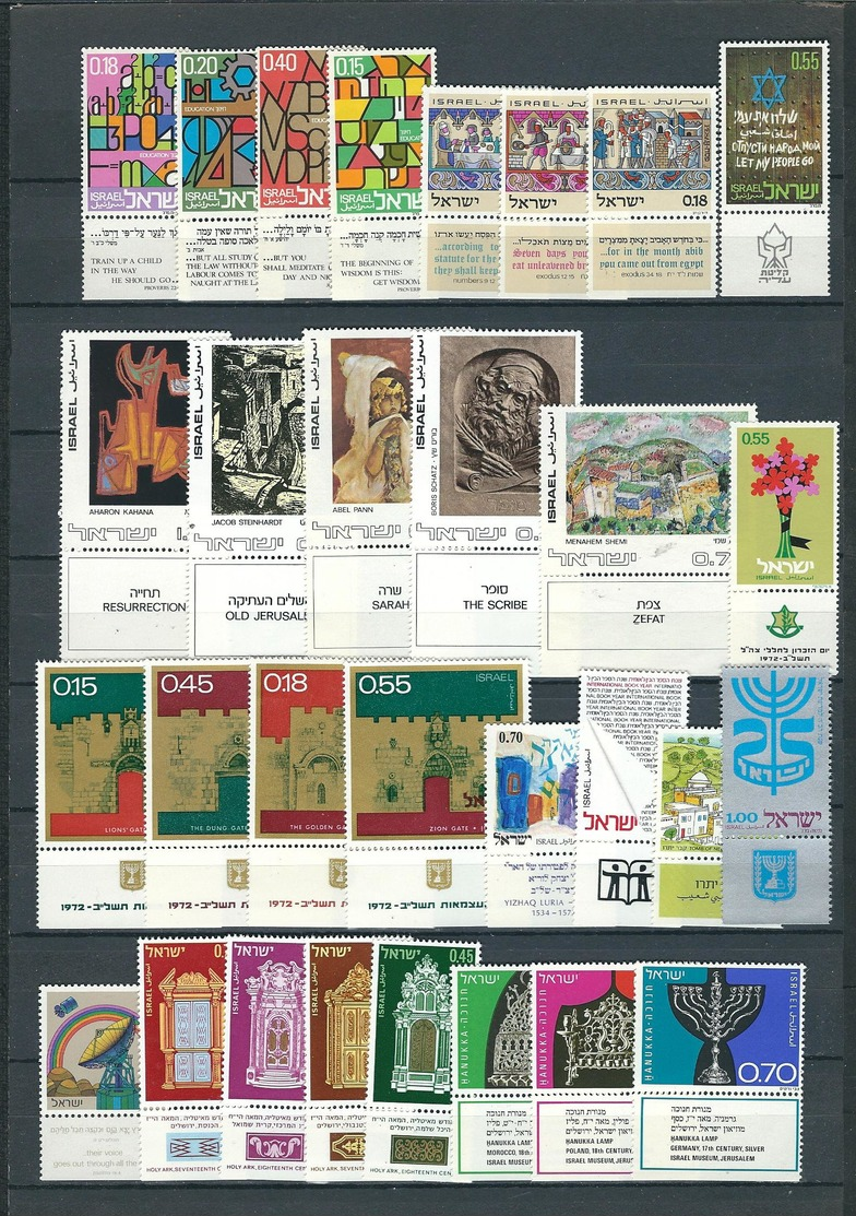 ISRAEL, 1972  LOT OF STAMPS - COMPLETE SERIES MNH TABS (30 STAMPS) - Nuevos (con Tab)