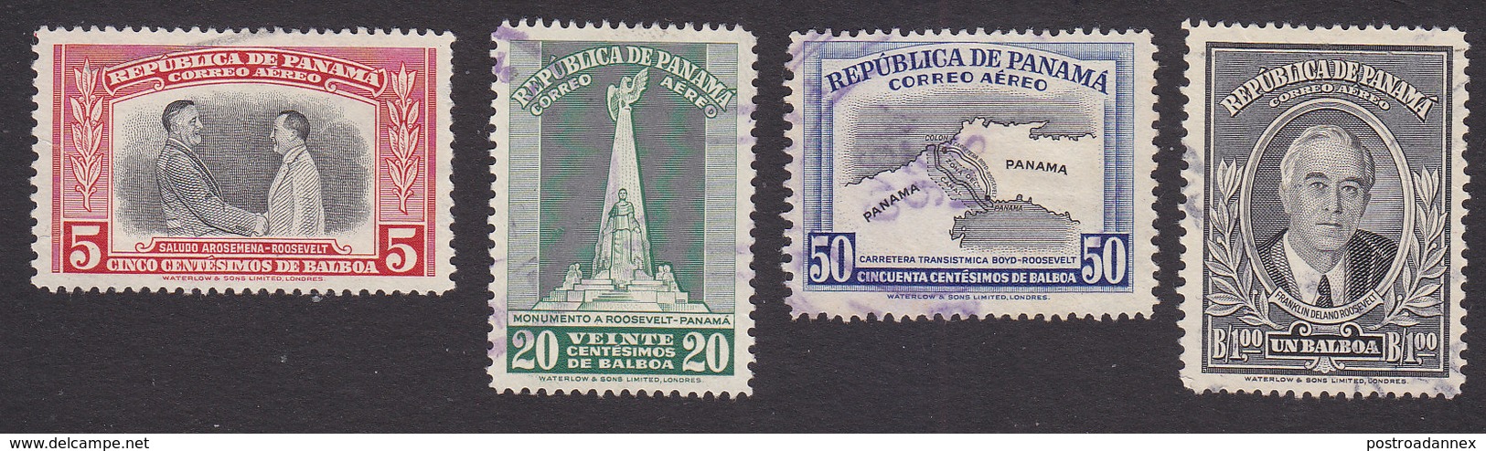 Panama, Scott #C100, C102-C104, Used, FDR, Issued 1948 - Panama