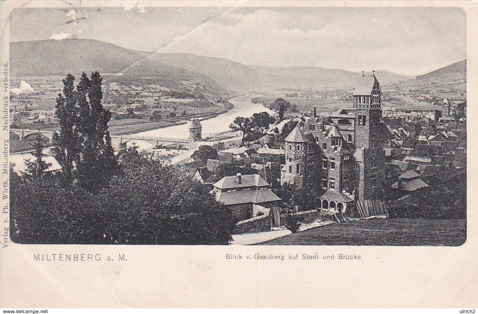 AK Miltenberg A. M. - Blick V. Grauberg Auf Stadt Und Brücke - 1910 (41061) - Miltenberg A. Main