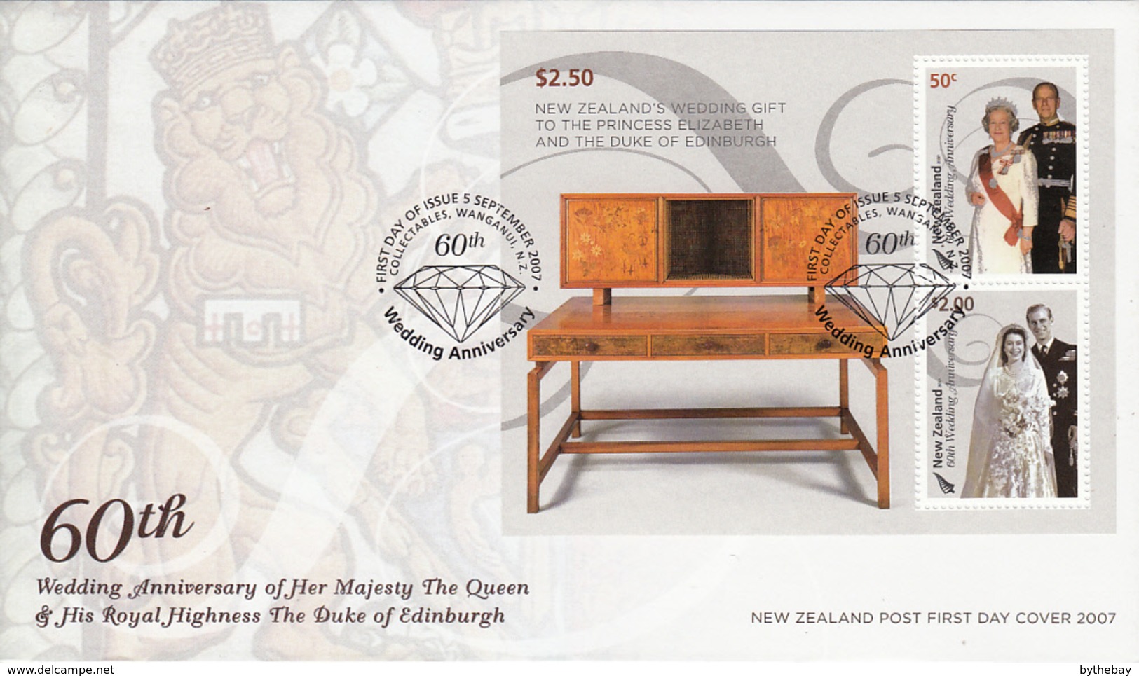 New Zealand 2007 FDC Queen Elizabeth II, Prince Philip 60th Anniversary Sheet Of 2 - FDC