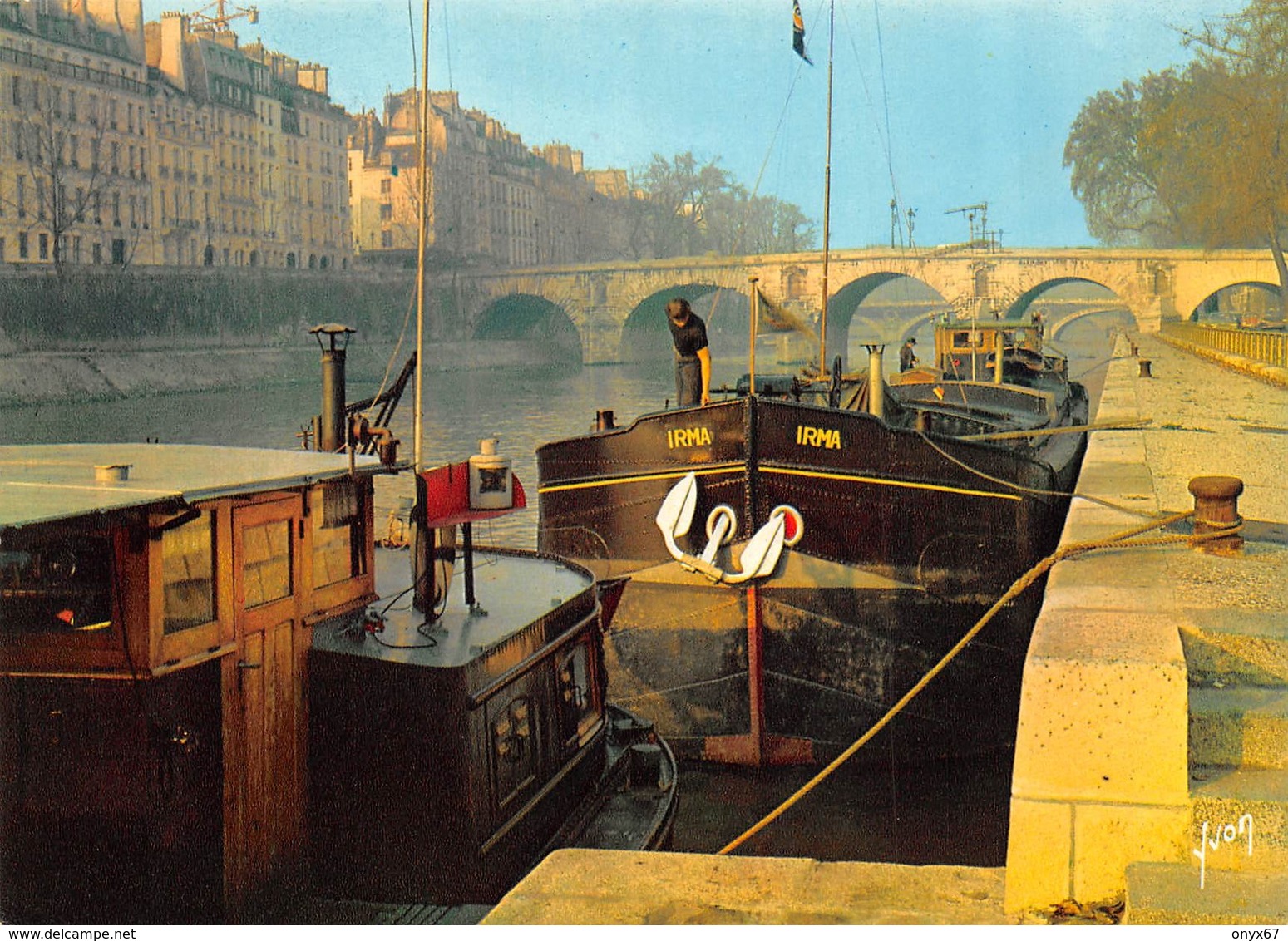 Carte Postale GRAND FORMAT PARIS (75) La Seine Au Pont Marie - Bâteau-Péniche - La Seine Et Ses Bords