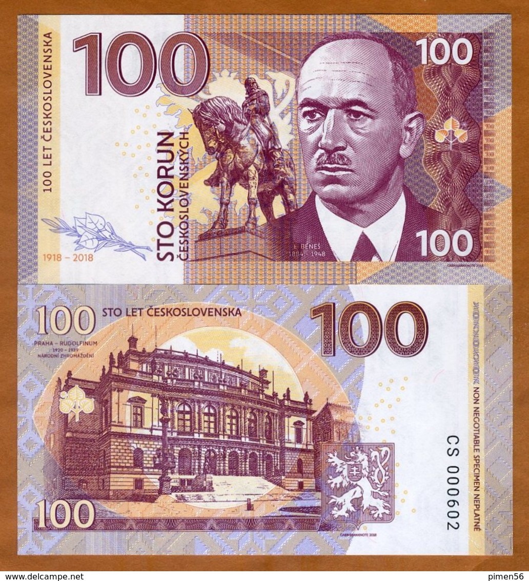 X. RARE : CZECHOSLOVAKIA , PRIVATE ISSUE - 100 KORUN 2018 , BENES - UNC - Tchécoslovaquie