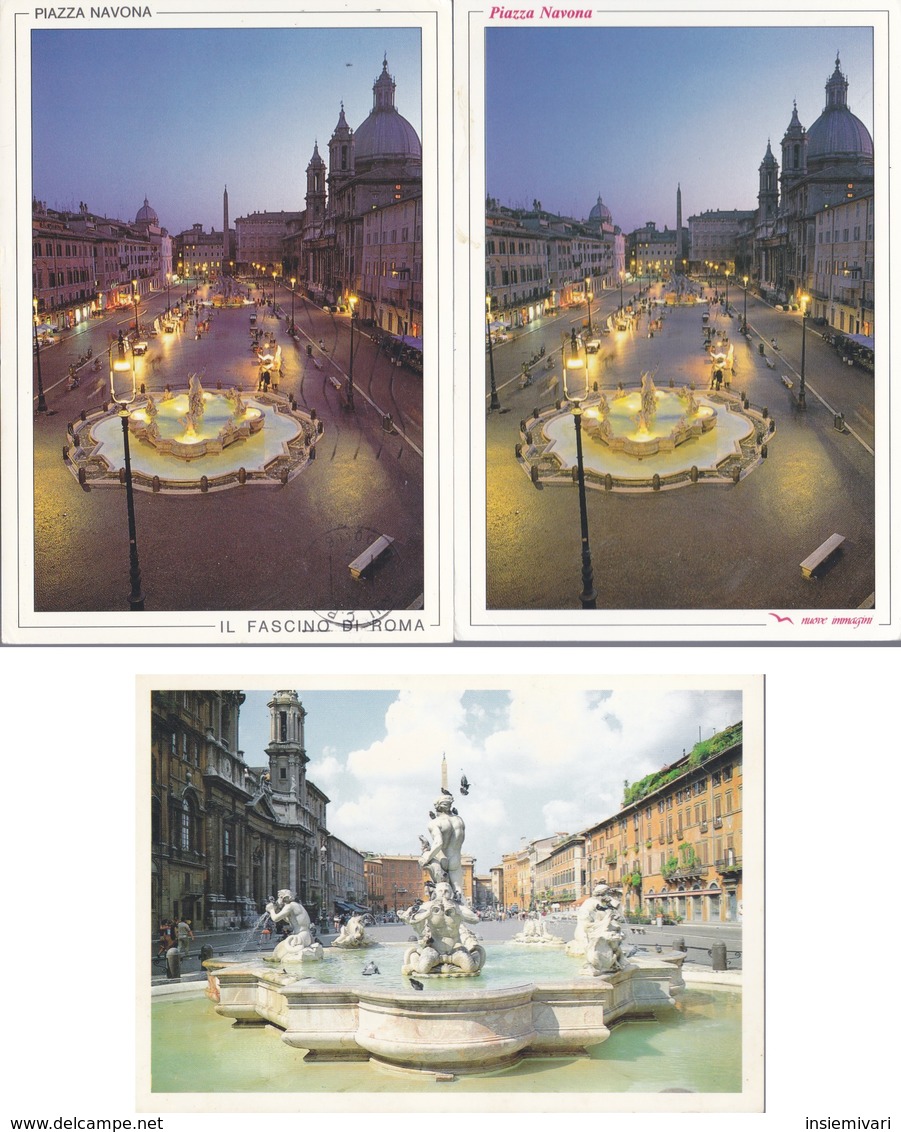 Italia Formato Grande:Cartolina ROMA. Lotto 3 Pezzi .2 Viaggiate + 1 Non Viaggiata. - Piazze