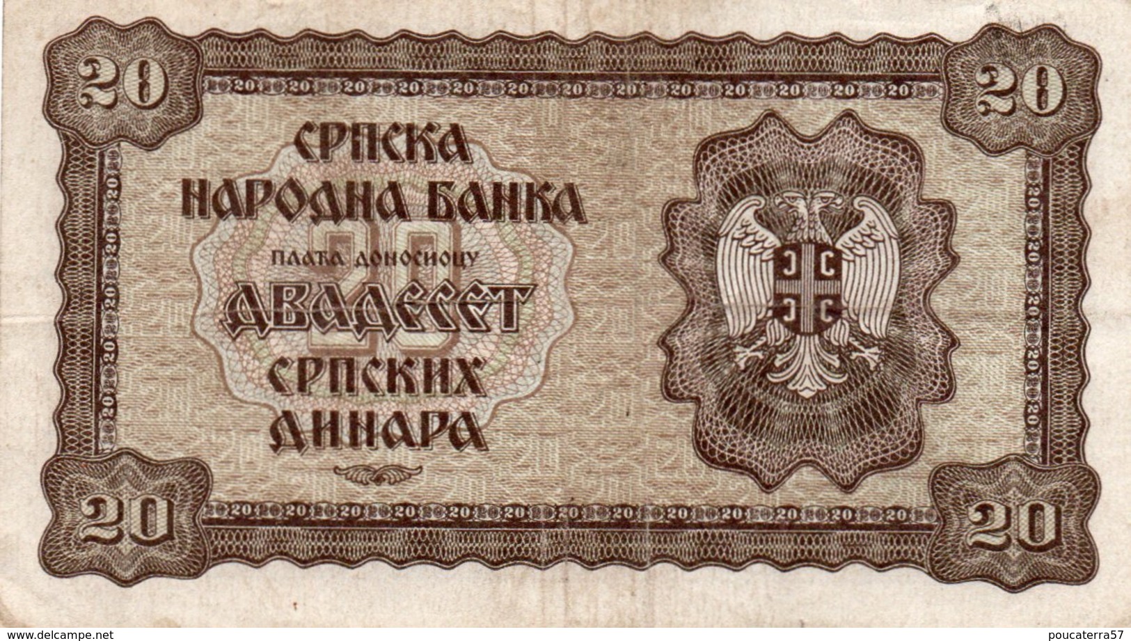 SERBIA=1941    20  DINARA    P-25     V FINE - Serbia