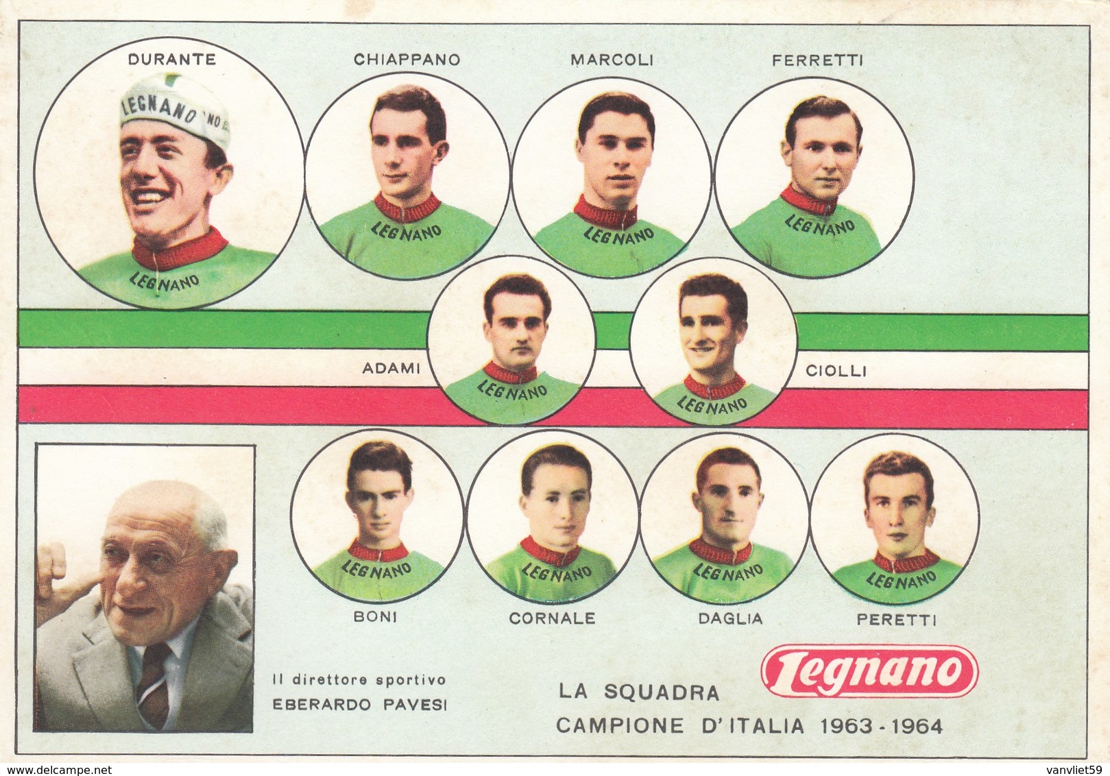 LEGNANO-LA SQUADRA CAMPIONE D'ITALIA ANNO 1963-1964-CARTOLINA NON VIAGGIATA - Ciclismo